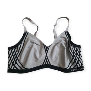 Women's HoneyLove Silhouette Bra Size 1x Gray / Black Wire Free Comfort Support